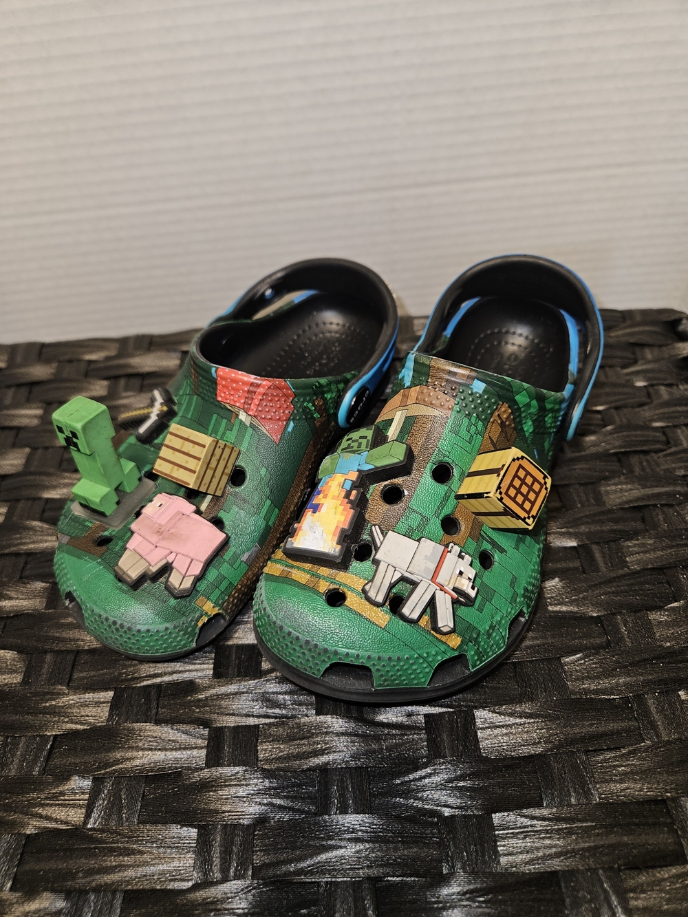 CROCS Kids Green Minecraft Printed Clog Sandals with Character Jibbitz